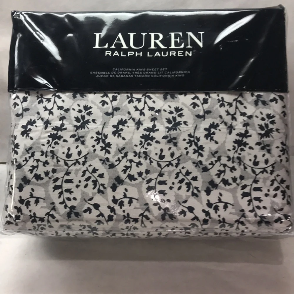 Lauren Ralph Lauren Eva Leaf Cal King Sheet 4 Piece Set